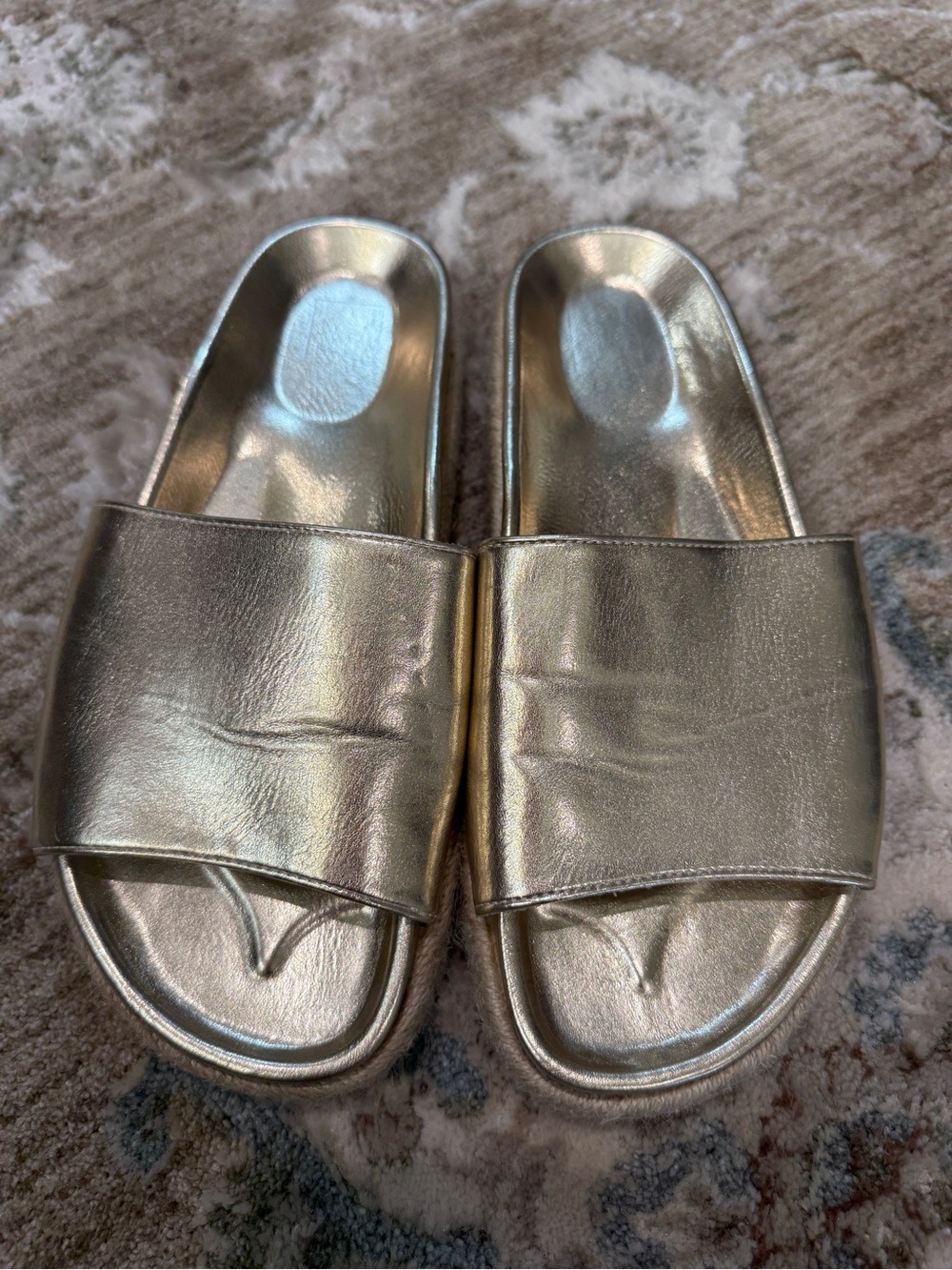 ShuShop Metallic Gold Slide Sandals - Picture 1 of 4